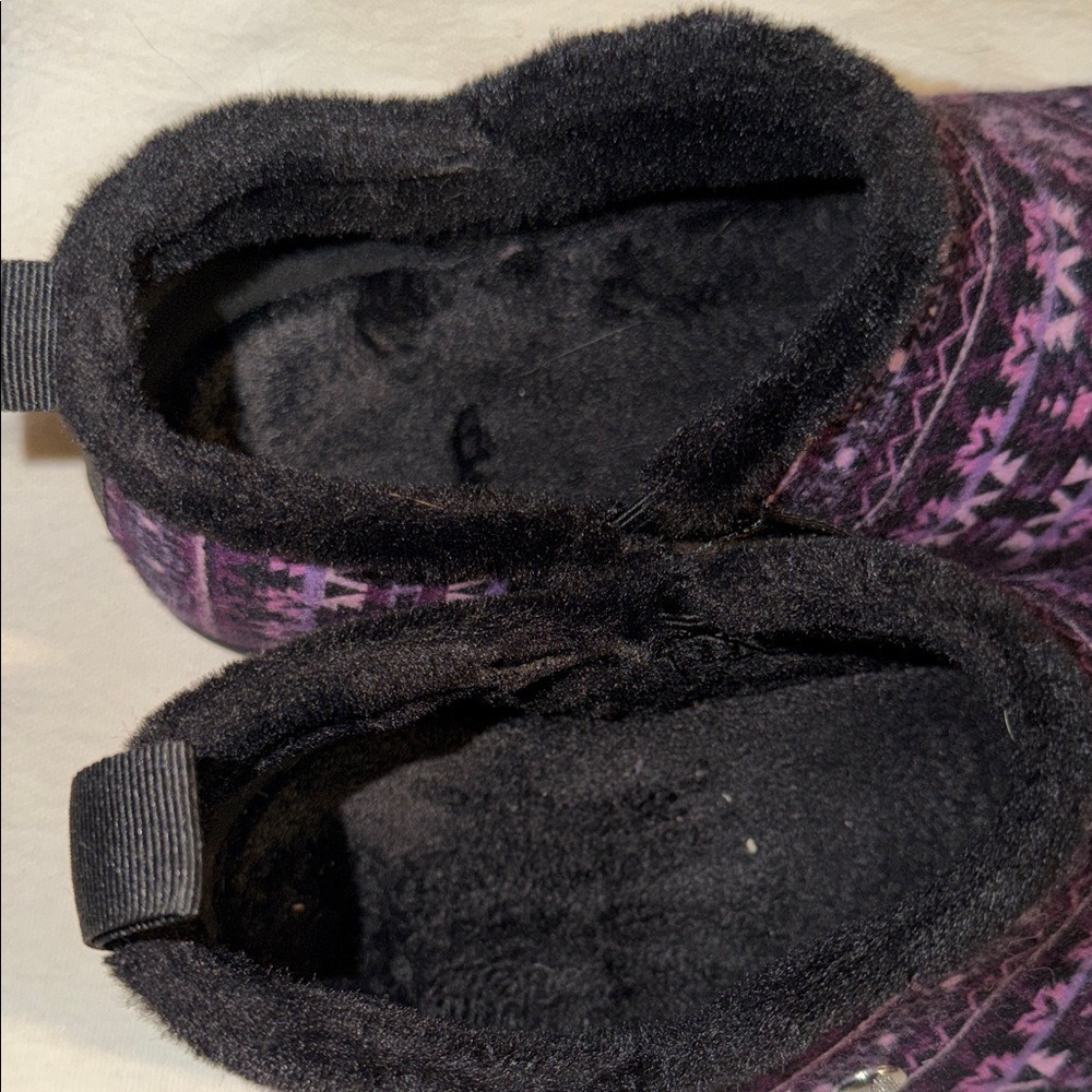 Alegria Traq Purple Tribal Print Faux Fur Lined Slip On Clog Shoes Womens - Picture 12 of 14